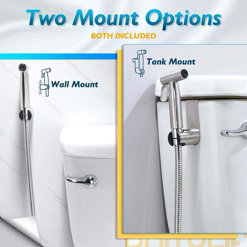 JNGOODS Handheld Bidet Sprayer for Toilet, Adjustable Pressure, Stainless Steel Brushed Nickel, Baby Cloth Diaper Wash - Easy to Install.