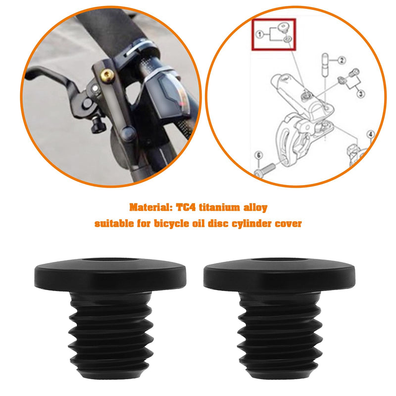 2 Sets TC4 Titanium Disc Brake Bleed Screws with O-Rings M5x8.5mm Compatible with Shimano M985/M988/M9020 Hydraulic Caliper Y8RM98010 Black