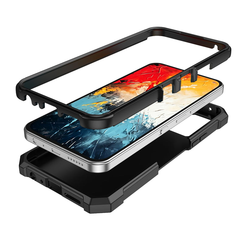 for TCL K70 5G / TCL K70 XE Phone Case with Screen Protector Black | Full Body Protection Front PC Back Soft Silicone Bumper,Heavy Duty Protection Shockproof Corner