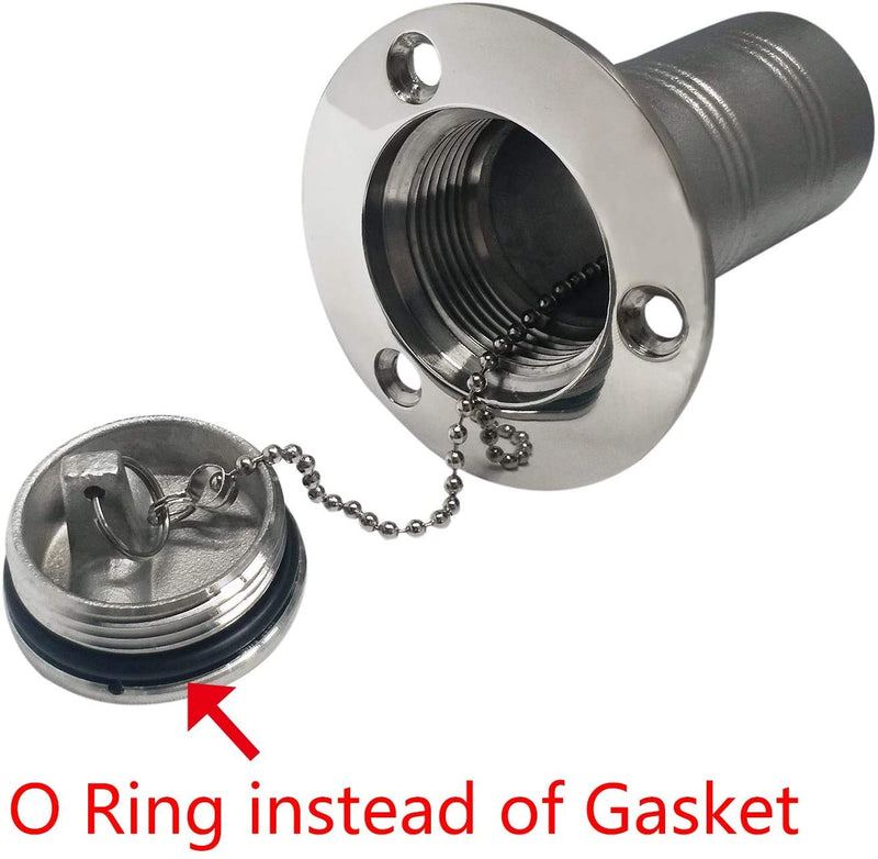 ISURE MARINE 1-1/2"(38mm) Boat Gas/Fuel/Diesel/Water/Waste Deck Fill/Filler with Keyless Cap 1-1/2" Marine Mirror- Polished 316 Stainless Steel Hardware for Boat Yacht Caravan FUEL 1-1/2"