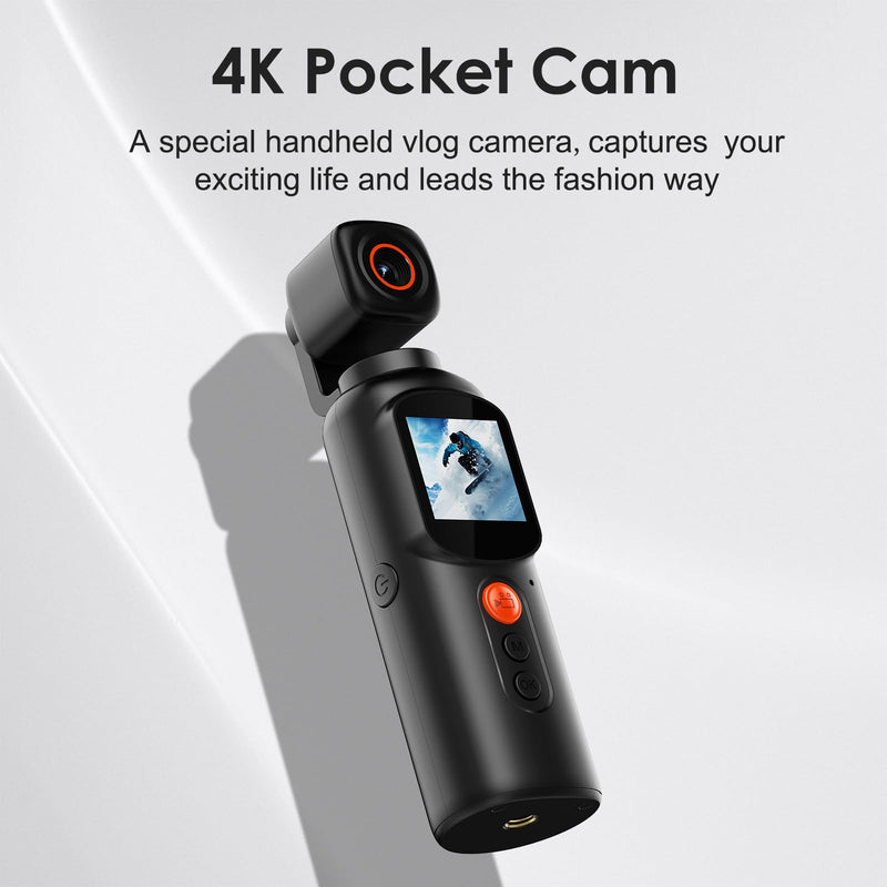4K Body Cameras with Audio and Video Recording, WiFi Portable Vlogging Camera 350° Rotation, 6HR Battery, Mini Action Camera for Travel, Work Records, Covert Recording 64GB Card Included.