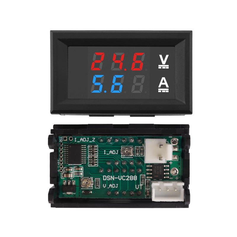 0.28" LED Voltmeter Ammeter, DC 100V 10A Amp Voltage Current Volt Amp Meter Tester, Red and Blue Dual Digital Panel