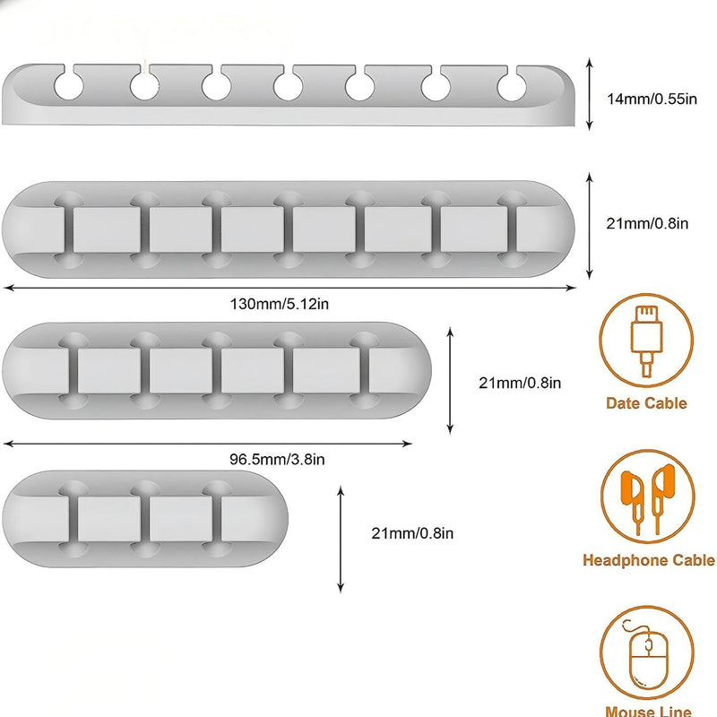Cable Clips Organizer, Self-Adhesive Wire Holder, Flexible TPU, 3-Pack, for Desk Table Management