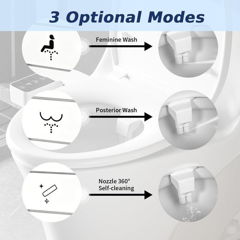 Bidet Attachment for Toilet, Retractable Self Cleaning Cold Water Bidets for Existing Toilets, Bidet Toilet Seat Attachment with Pressure Controls, Bidet Attachment for Frontal & Rear Wash, White