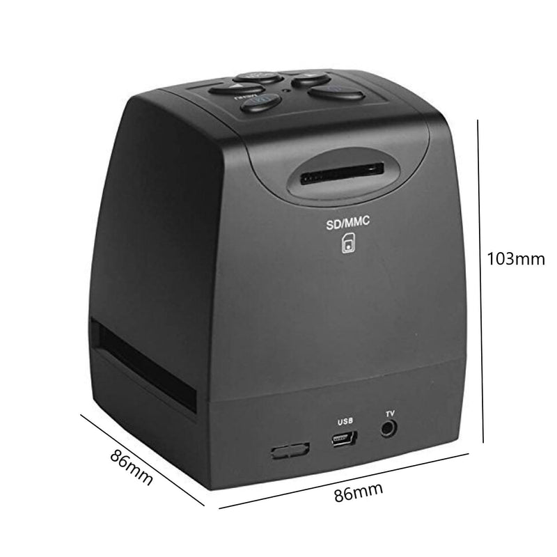 DigitConvert 35mm Film Scanner & Slide Scanner with 2.4" LCD Screen | Converts color and B&W 135 negatives & Slide to JPEG digital; Saves to SD or SDHC card (not included); No Computer Needed Black