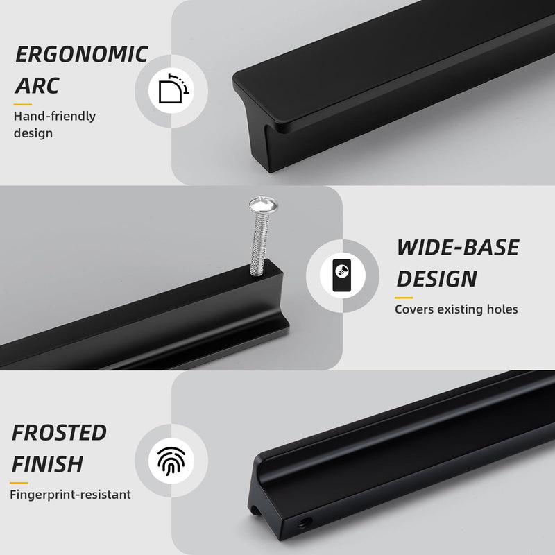 Goldenwarm 10 Pack 5 Inch Kitchen Cabinet Handles Matte Black Drawer Pulls for Bathroom Black Cabinet Handles Dresser Drawer Hardware Finger Edge Pulls for Cabinets 5in Hole Centers
