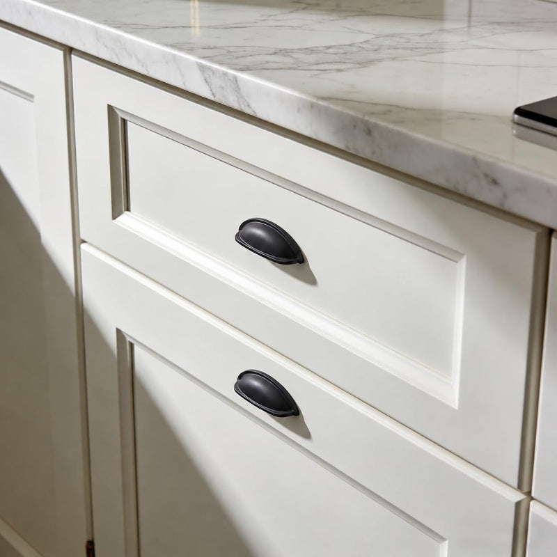10 Pack 3" Drawer Pulls Matte Black Cabinet Cup Pulls Kitchen Hardware Cabinet Handles Drawer Handles Knobs 3 inch Hole Center 3"(76mm) Hole Center 10