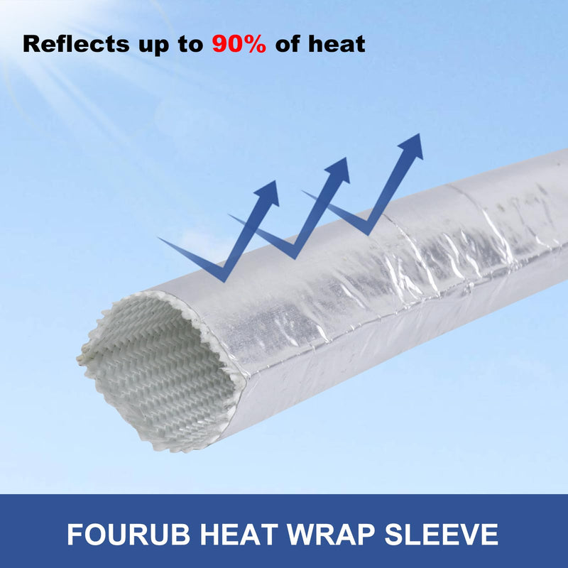 Automotive Aluminum Heat Shield Sleeve Wrap Wire Up to 485 °F, Cable Heat Shield Fire Sleeve Heat Resistance Silver Inner Diameter (1/2" 12Ft) 1/2" 12Ft