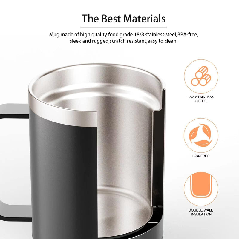 Coffee Warmer with Mug Set, USB Powered Heated Cup with 10H Auto Shut-Off, 131℉ Self Heating Coffee Mug for Desk (Black-12oz)
