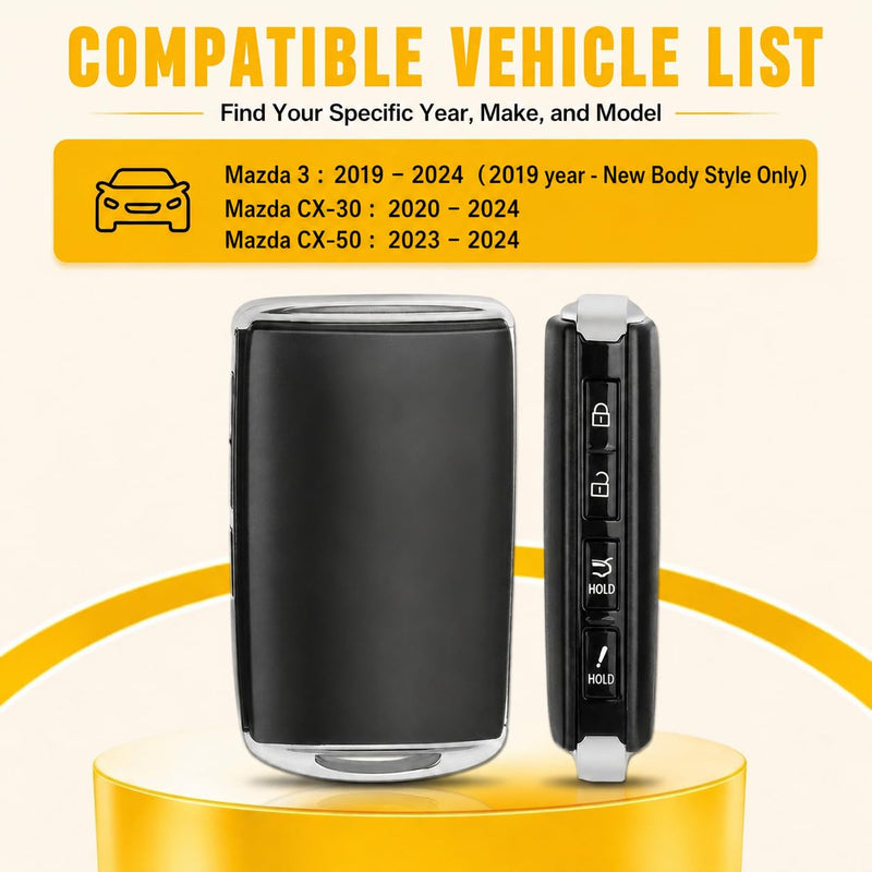 Keyless Entry Remote Key Fob Replacement Fit for Mazda 3, CX-50, CX-30 | WAZSKE13D03 TAYA-67-5DYB 315MHz 49 Chip 4 Button