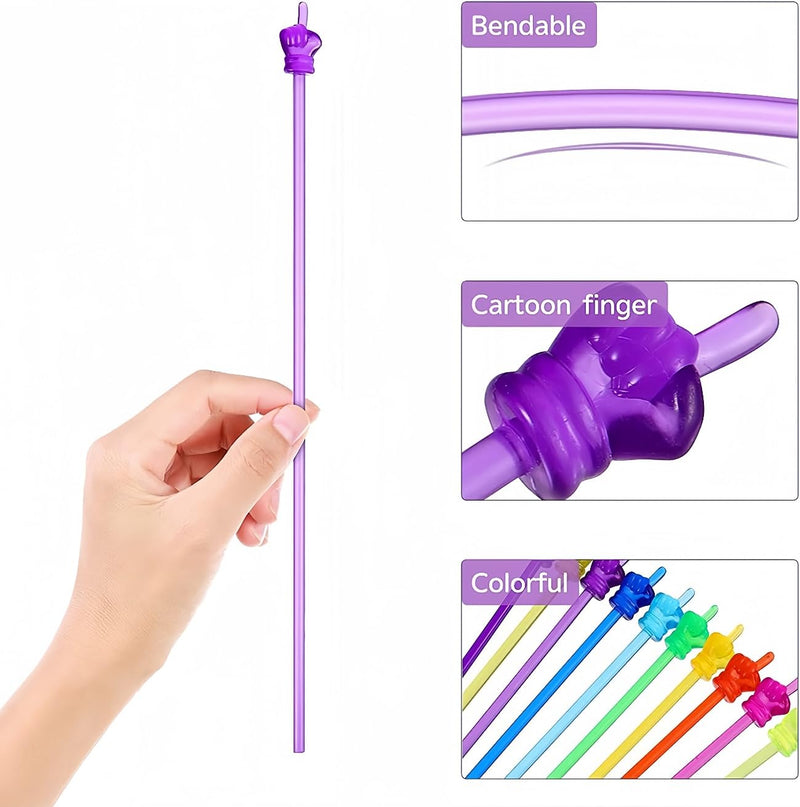 10PCS Children Finger Reading Stick Point Reading Pen Kindergarten Student Teacher Teaching Reading Picture Book Finger Shape Mini Pointer Stick (A-Transparent) A-Transparent