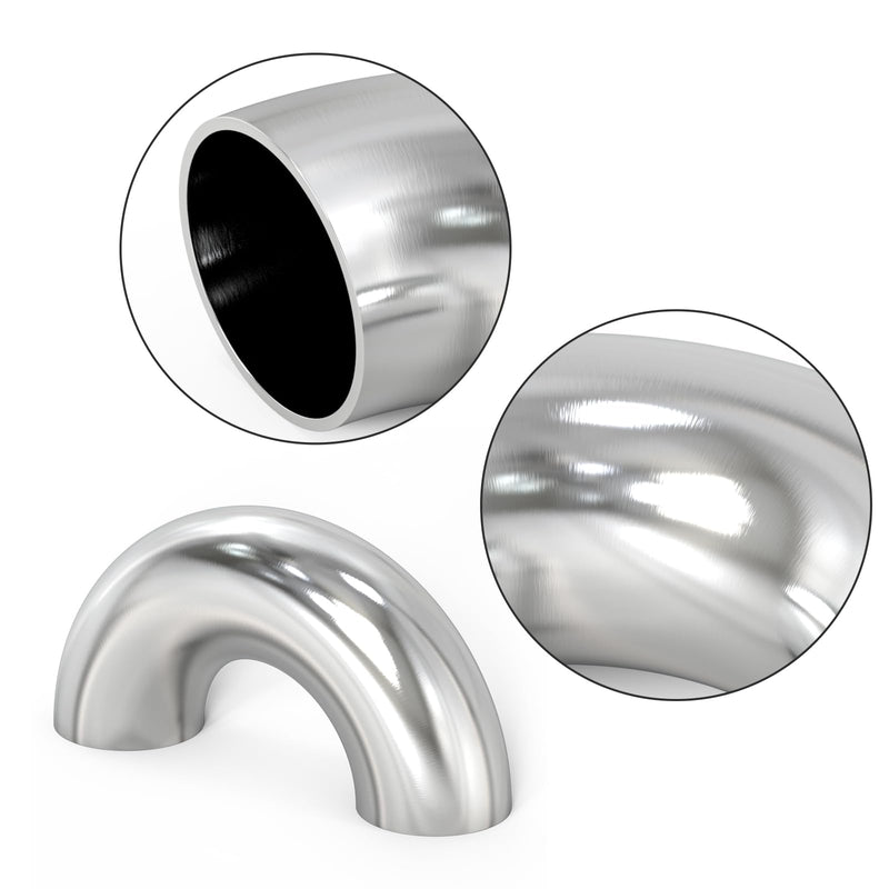 TAISHER 1PCS 304 Stainless Steel 4" OD 180 Degree Mandrel Bend Elbow - Thickness 16GA/.065”Wall, for Stair Handrail. 180 Degree 1Pcs