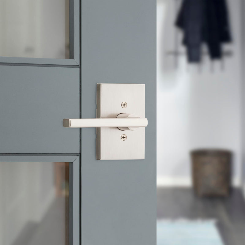 Kwikset Halifax Interior Passage Door Handle, Lever For Closet and Hallway Doors, Reversible Non-Locking Handle Lever, Satin Nickel, with Microban Protection 1 Pack