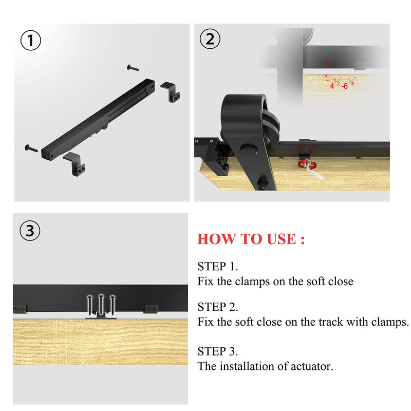 2PCS Soft Close barn Door Hardware kit Barn Door Soft Close Mechanism Spring Buffer Damper Hole-Free Version Adjustable Door Stoppers 2022UPGRADE (Use for 60-176) Use for 60-176