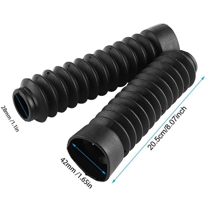 1 Pair Rubber Fork Cover Gaiters - Motorcycle Front Fork Cover Gaiters Boots Shock Damping Dust Cover 205 x 42mm (Black)