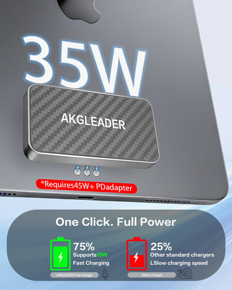Magnetic Wireless Charger for iPad Pro 13" M4/M5 ONLY,35W Fast Charging Smart Connector Charger for ipad Tablet, Aluminum Alloy Wireless Charging Pad with USB-C Cord Cable (Adapter Not Included)