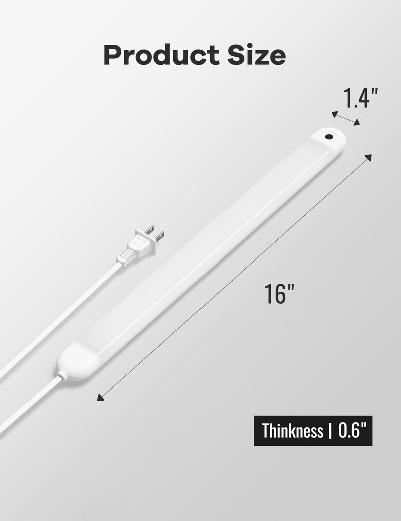 2 Pack Hand Wave Under Cabinet Lights, 16 Inch Plug in Dimmable Kitchen Counter Light Brightness Adjustable Over Sink Lighting, Super Bright LED Lights Motion Sensor Above Stove Lites Under Shelf Lamp White 2pack