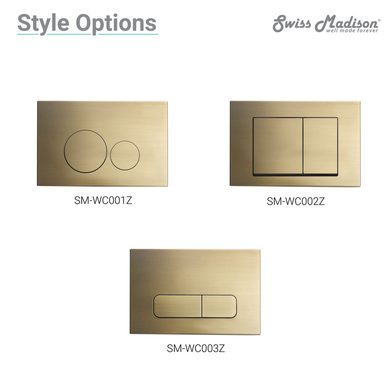 Monaco Wall Mount Actuator Flush Push Button Plate in Brushed Brass Simple