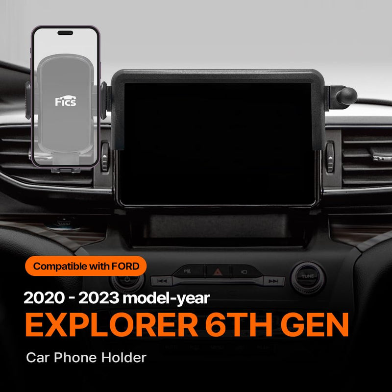 FICS Car Phone Holder for Ford Explorer 2020–2024 (6th Gen) — Custom-Fit Center Display Mount for 8-Inch Screen Only, No Adhesive Installation