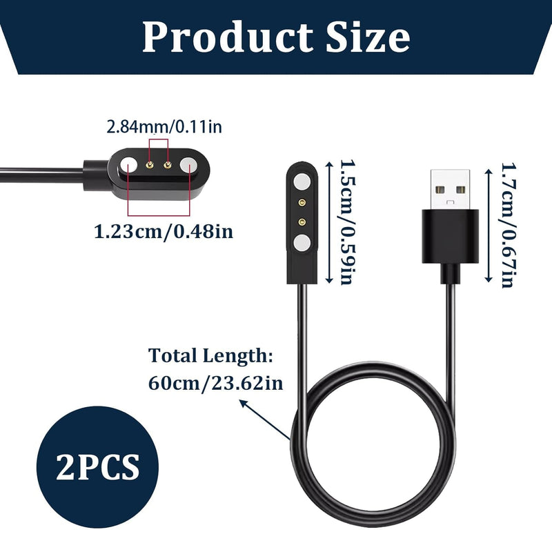 2-Pack Smart Watch Charger for VeryFit IDW19 IDW13 ID208 BT Plus - Magnetic USB Charging Cable - Replacement Power Cord for IDW15 IDW16 IDW17 IDW21 IDW25 IDW26 IDW28 GTX20 - Fast Charging Accessories