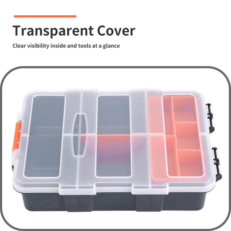 Tool Box Organizers, Components Storage Box Small Parts Tool Box Holder Hardware Storage Box Tools Organizer Container with Removable Plastic Dividers