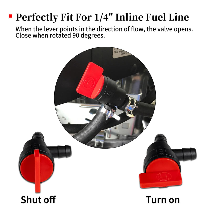 Fuel Shut off Valve, 1/4" Fuel Cut Off Valve for Riding Lawn Mower, Replace B&S 698181 494539 697944 Te cumseh 35857, 90 Degree Gas Shut Off Valve for Small Engines, 2 Pack 2 Angle