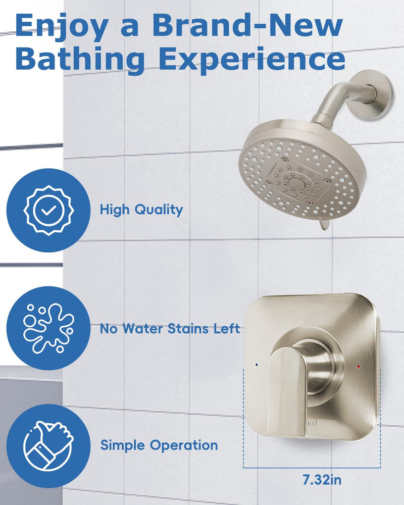 Compatible with Moen T2471BN Shower Trim Kit Brushed Nickel, Anti-Scald Pressure Balance Genta LX Valve Trim Kit, Spot-Resist & Easy-to-Clean Shower Handle, Fit 2510 Series Valve(Valve Not Included)