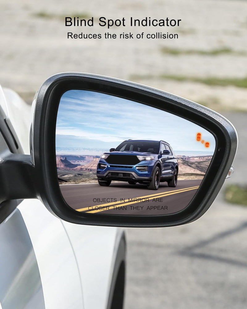 Right Passenger Side Mirror Glass Power Heated w/Blind Spot Detection Compatible with Ford Escape 2020 2021 2022 2023 2024 Rear View Mirror Replacement Glass With Backing Plate Right