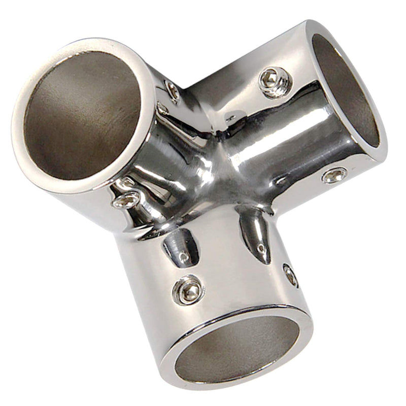 NRC&XRC Marine Grade 316 Stainless Steel Mirror Polished Hand Rail Fitting-90 Degree 7/8inch 1 INCH 3 Way Corner Elbow,1 inch Pipe Hand Rail Tee one piece for 25mm(1") tube