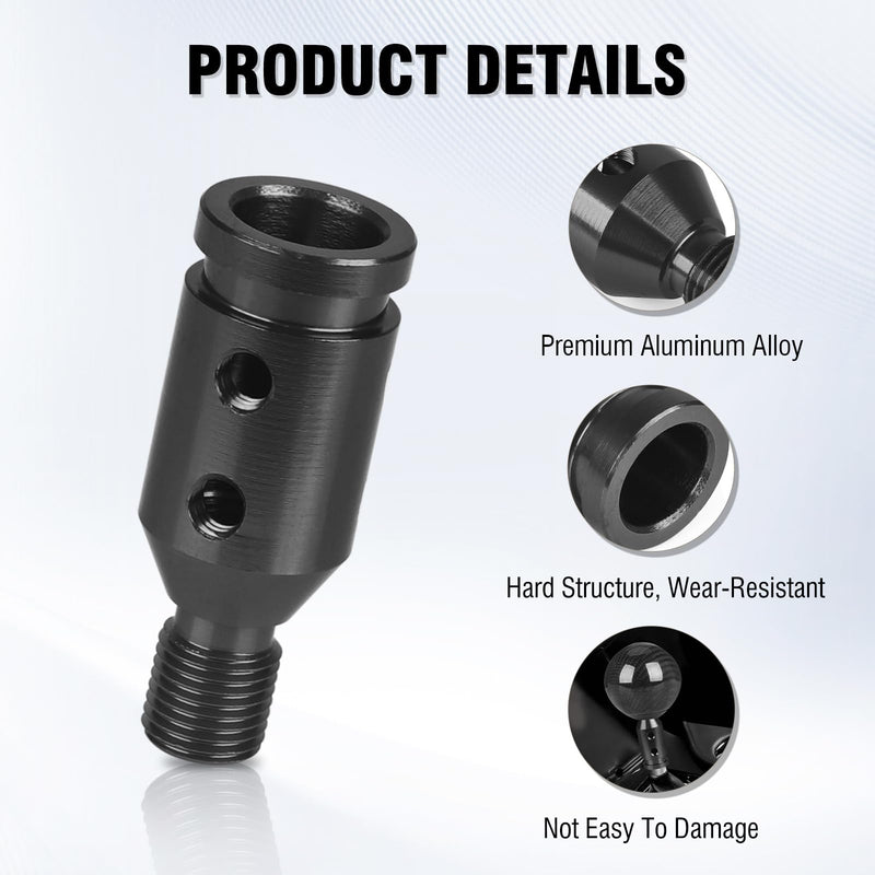 Universal Gear Shift Knob Adapter 12x1.25,Aluminum Alloy Shifter Knob Adapter,Gear Shift Adapter for Non-Threaded Manual Shifters M12x1.25(Black) M12x1.25(Black)