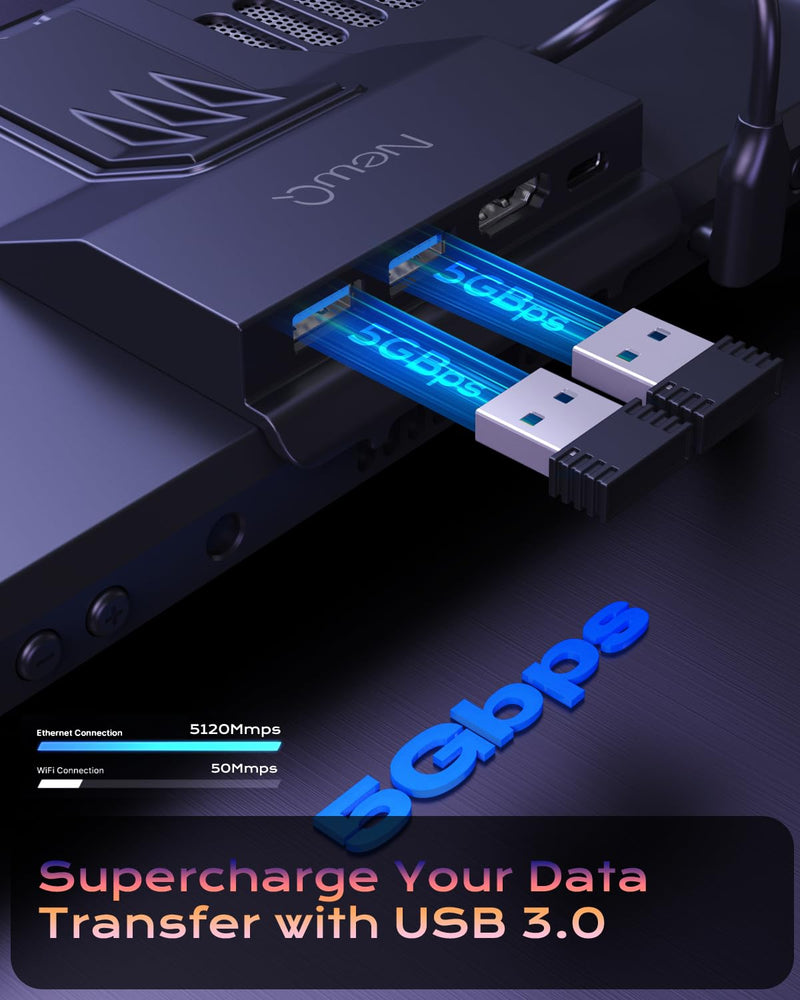 Steam Deck Dock for Steam Deck/OLED with Foldable Stand, HDMI 4K@60Hz, 2 USB A 3.0, 100W Max PD-in, Portable or Desktop Accessories, Perfectly Match The Heat Dissipation Holes USB3.0 Version