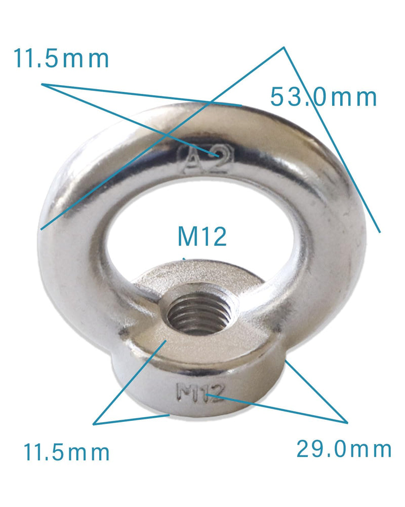 M12-1.75 Eye Nuts - IMScrews 304 Stainless Steel Eye Nuts - Resilient Hardware for Home Repairs and Professional Projects Pack of 4 M12-1.75