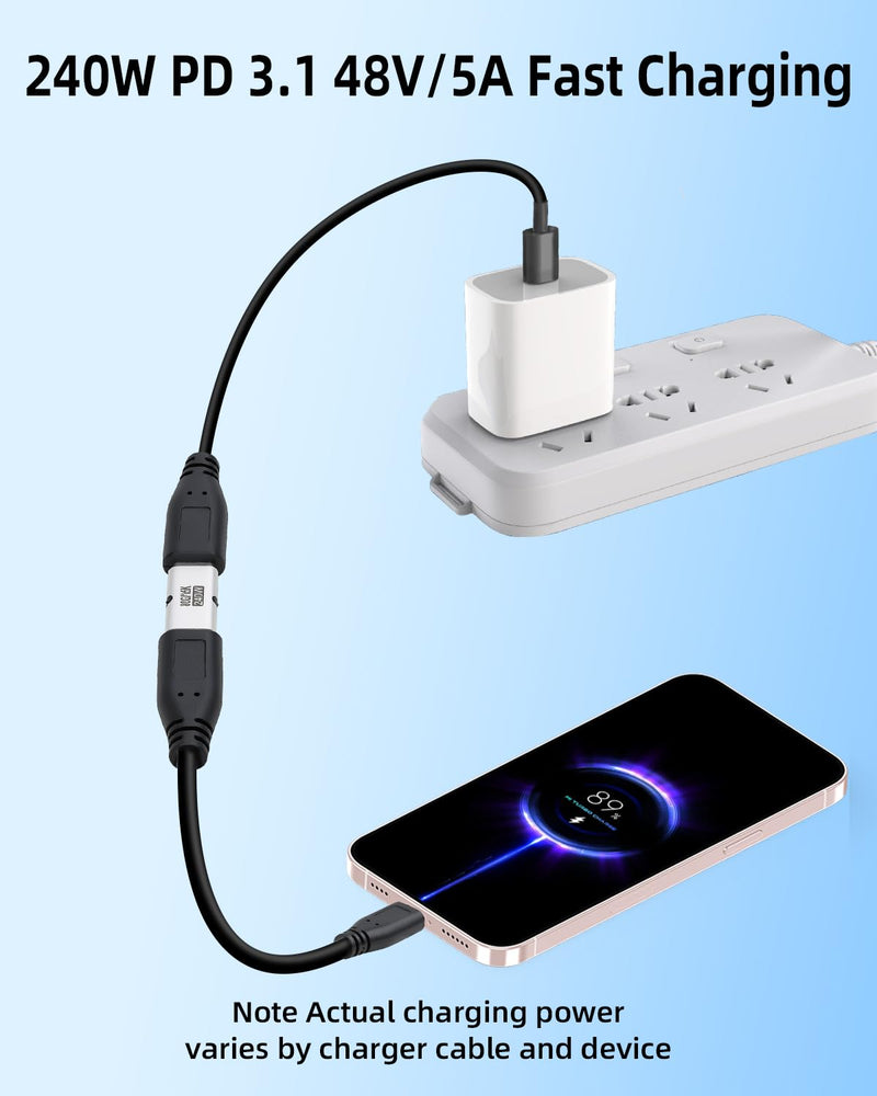 80Gbps USB C Female to Female Coupler Adapter 16K 240W | 80Gbps data & 16K video, 240W PD 3.1 fast charge, mini coupler aluminum design, universal for laptop phone, 5-pack