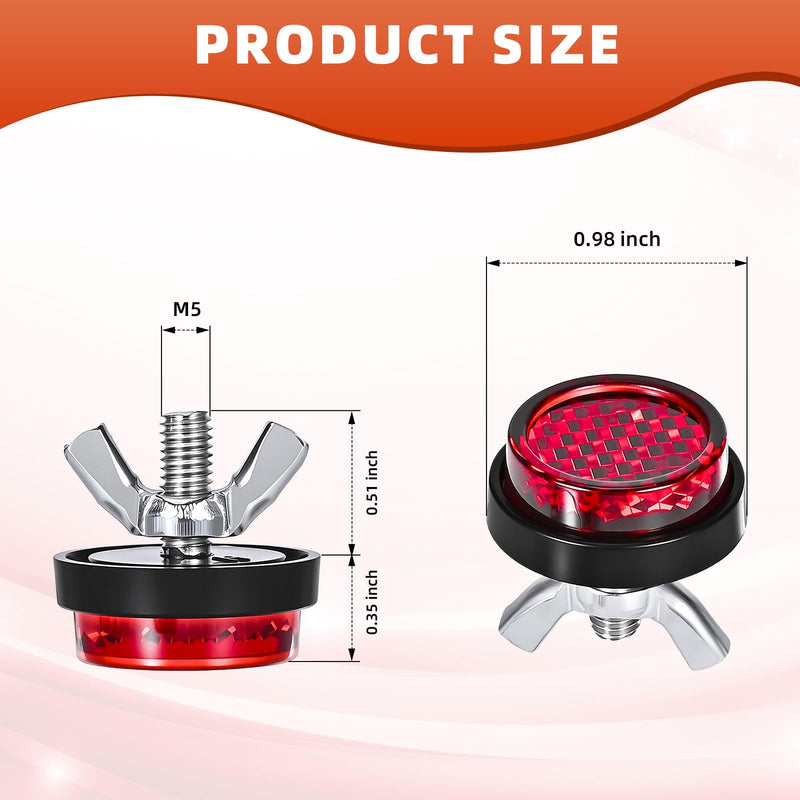 Red Reflector Motorcycle License Plate Brackets Bolts and Nuts, 6PCS Warning Reflective Screws, Bright License Plate Bolts, Round M5 Tag Screws