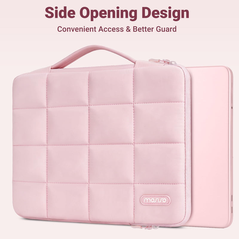 MOSISO 360 Protective Laptop Case 13 inch, Laptop Sleeve Bag | Compatible with MacBook Neo 2026/Air M5 M4 M3 M2 M1/Pro 13 M2 M1, Side Open Sixteen Grid Carrying Case with Handle, Blush