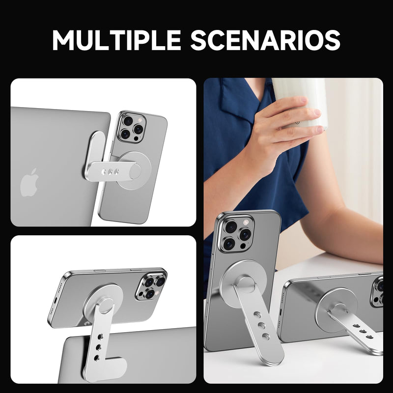 Laptop Phone Holder Rotating Phone Mount for MacBook Laptop Monitor, Dual-Screen Bracket for iPhone Samsung Android, Foldable Portable Accessory