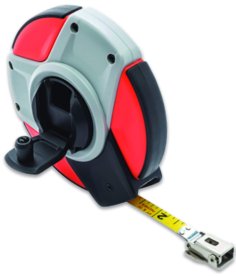 Crescent Lufkin 3/8" x 30m/100' Closed Reel SAE/Metric Yellow Clad Steel Long Tape Measure - ST100