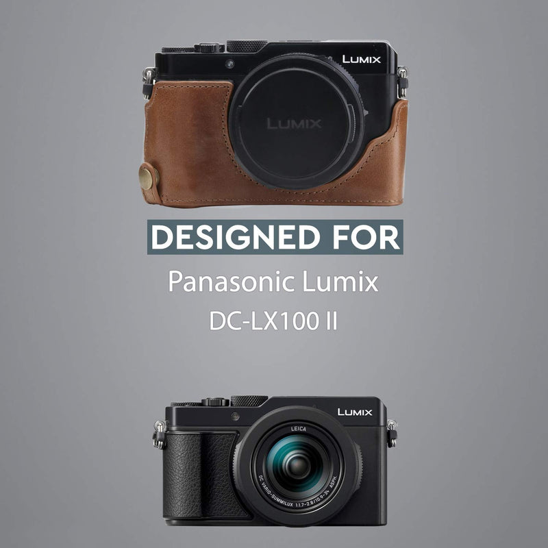 Megagear MG1564 Panasonic Lumix Dc-Lx100 Iı Ever Ready Genuine Leather Camera Half Case And Strap - Brown One Size