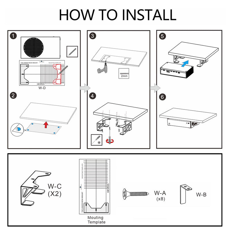 Monzlteck Universal Under Desk Metal Storage Mount for Xbox Series S/X, PS4 Slim/Pro, Compatible with CPU, UPS, Small Form Factor Desktop Tower, Mini PCs, 3.2IN Height Limit – Includes Paper Template
