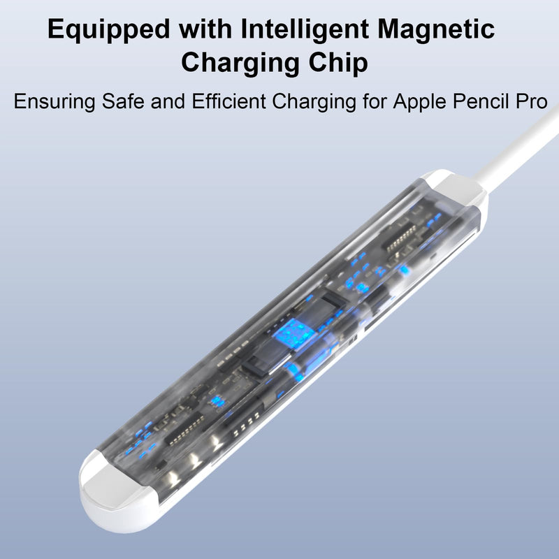 Magnetic Charging Cable Compatible with Apple Pencil Pro Fast Charging Dock | Portable Charge Accessory for Apple Pencil Pro with Smart LED Indicator 1FT USB-C Charger Cable Overcharge Protection