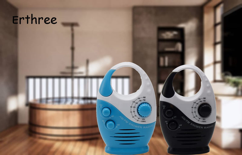 Shower Radio, Bathroom Radio AM FM, Waterproof Hanging Shower Radio Adjustable Volume black