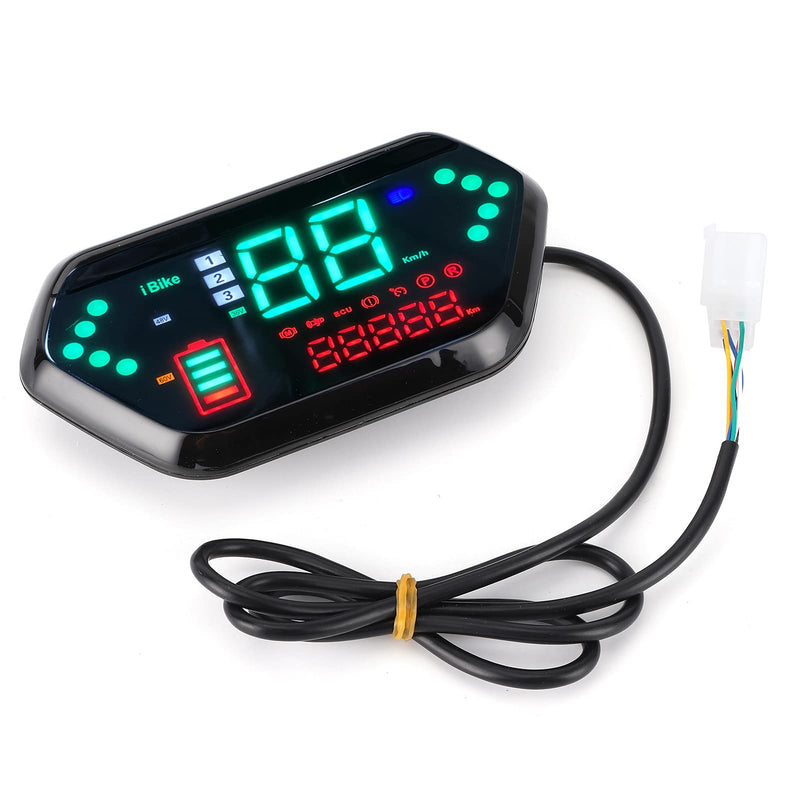 Keenso Motorcycle Speedometer, 48V/60V High-Definition LCD Display Universal Digital Tachometer Odometer Gauge