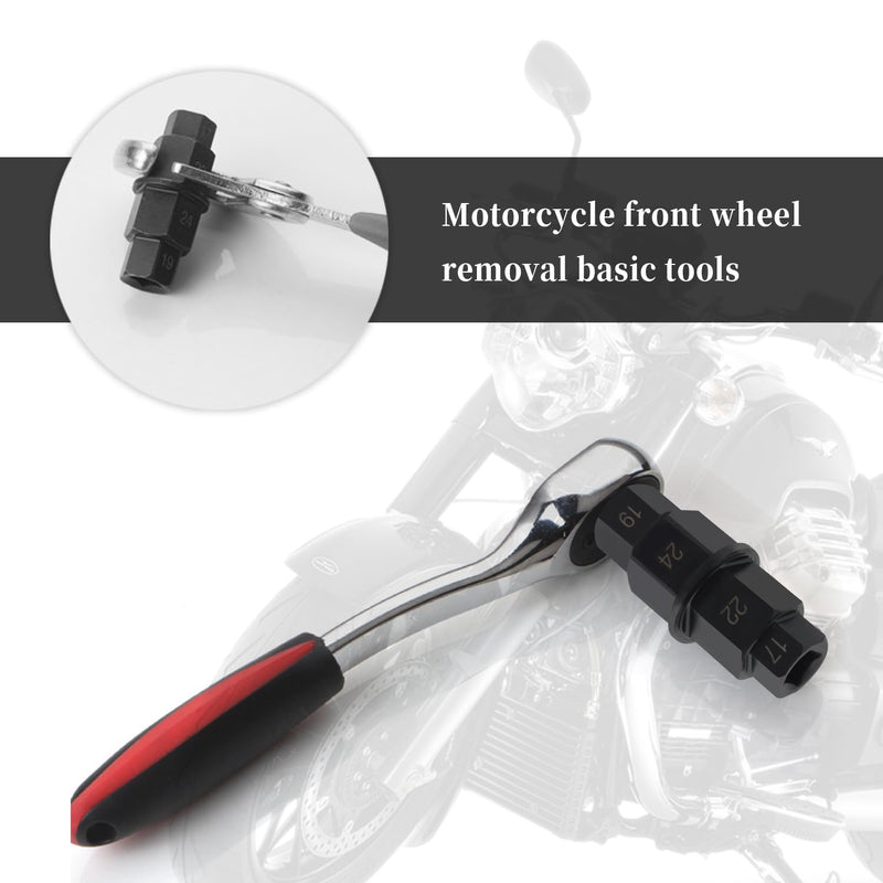 Motorcycle Axle Tool,4 in 1 Motorcycle Axle Removal Tool with 17mm 19mm 22mm 24mm Sizes Compatible with BMW Yamaha Buell,Sturdy Motorcycle Accessories Fit for Front Axle Wheels