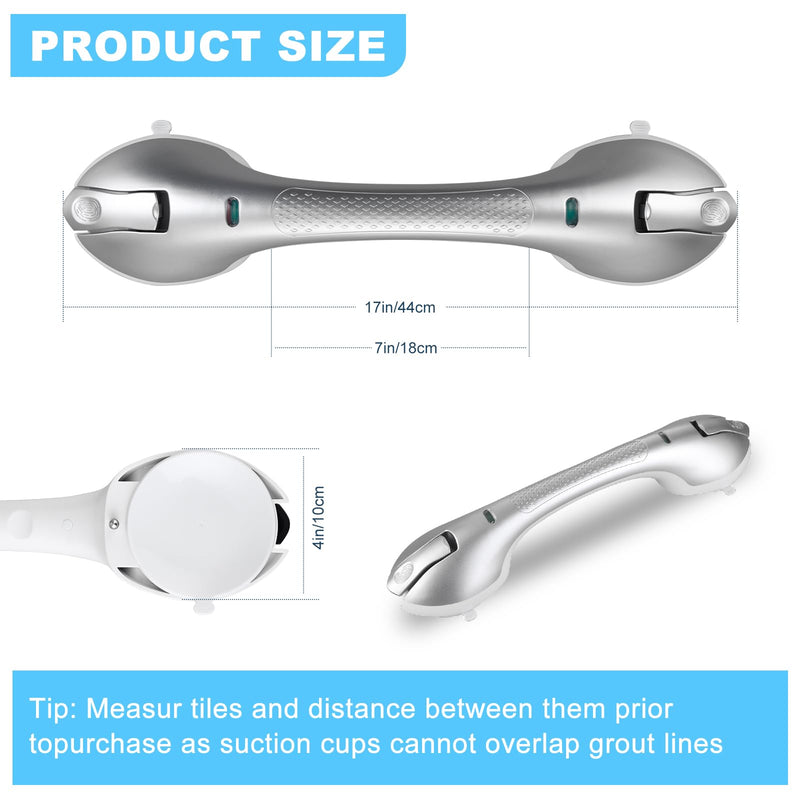 Suction Grab Bars for Bathtubs and Showers, Heavy Duty Shower Handle Removable Shower Handrails for Kids, Bathroom Safety Grip Waterproof(Silver) 1 White