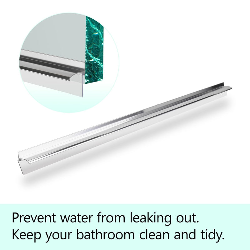 25" Shower Door Bottom Deflector for Chrome Framed Shower Door Drip Rail Replacement with Vinyl Sweep 25 in