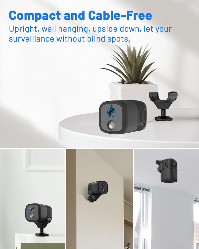 2K Spy Camera Wireless with 5200mAh Larger Battery, Mini Spy Security Camera for Home Security, HD Portable Small Camera WiFi, 160° Wide View, Smart Motion Detection, 33ft Night Vision 1 Pack
