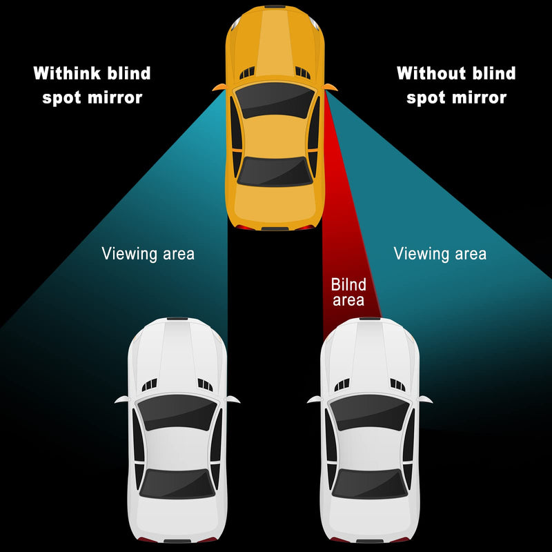 4 Pieces Fan-Shaped Automobile Rear Blind Spot Mirror, 360 Degree Rotating Design, Automobile Side Wide Angle Safety Convex Rearview for Car Truck Van (Natural Mirror Color)