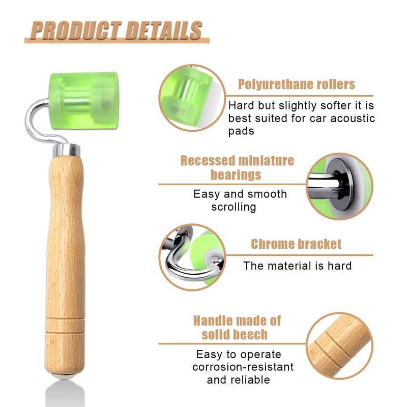 Car Sound Deadening Roller, Wallpaper Seam Roller with Wood Handle, Audio Sound Deadening Application Tool for Heat Abatement Mat, Noise Filter Pads, Wallpaper (1PC) 1PC