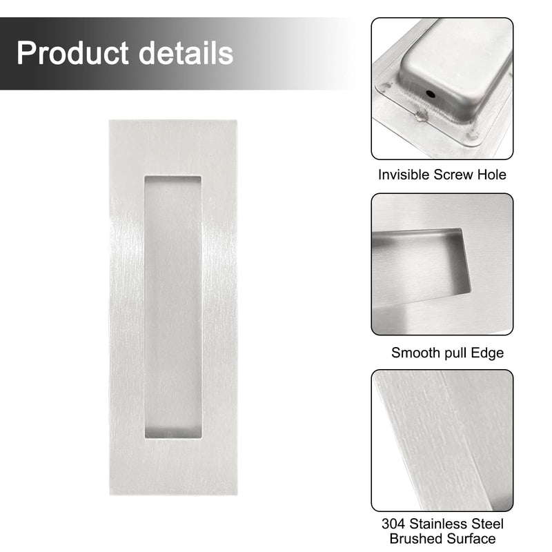 Recessed Finger Flush Pulls with Edge Pull - Suitable for Pocket Door,Closet Door,Sliding Doors, Barn Door Handle Hardware (Sliver, 6inch) Sliver