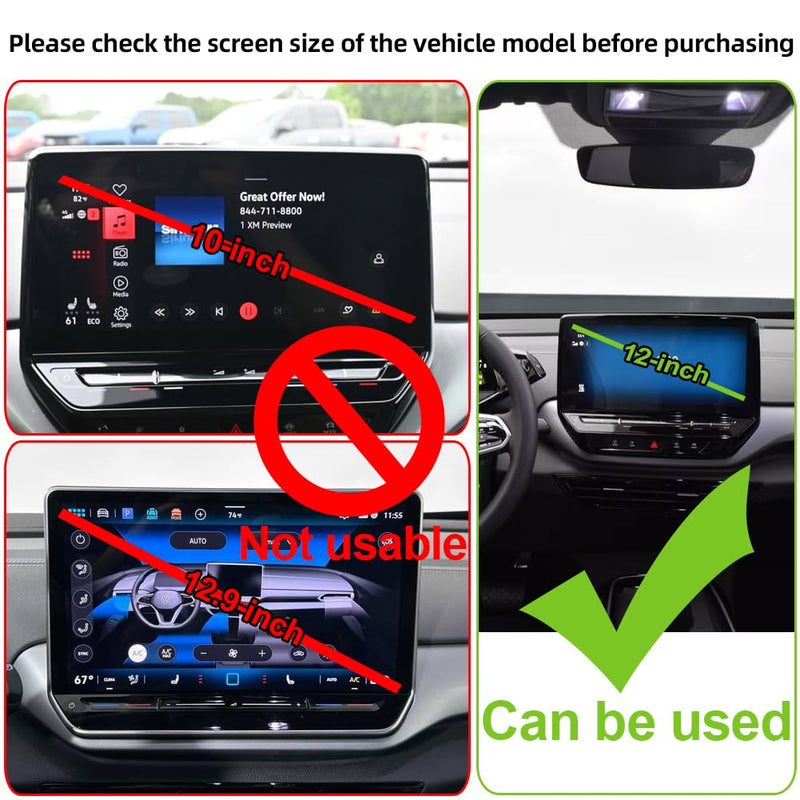 Car Phone Holder for Volkswagen ID.4 Auto Accessories [Only for 2021-2024 VW ID4 12-inch Touchscreen] [Not for 10-in & 12.9-in Touchscreen]，[Auto Lock Hands Free Automobile Cell Phone Mount] 2021-2024 ID.4 12-inch